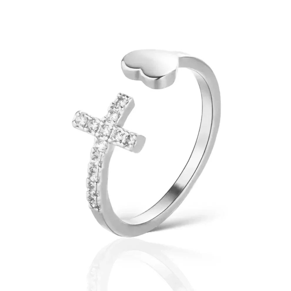 Herzchen Kreuz Ring