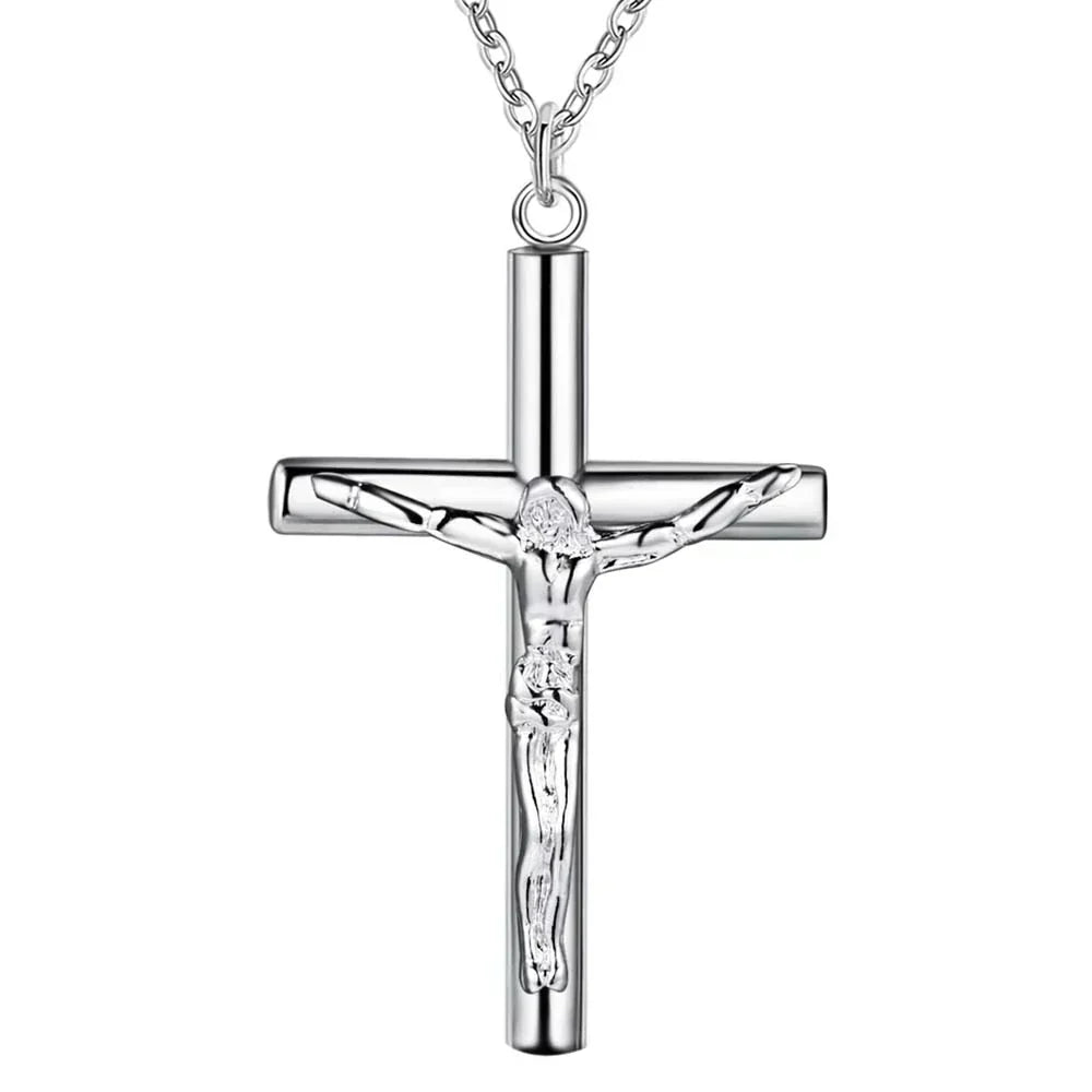 Silberne Jesus Kreuzkette