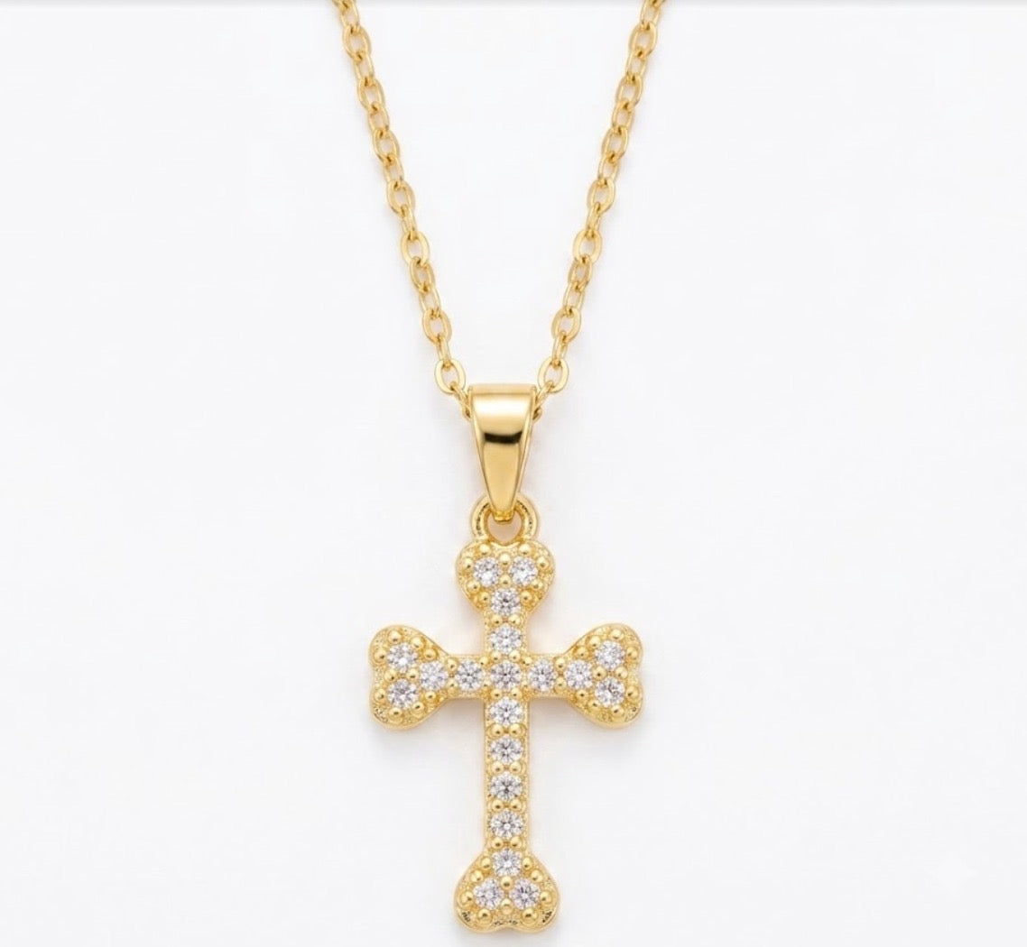 Schimmernde Kreuzkette Gold