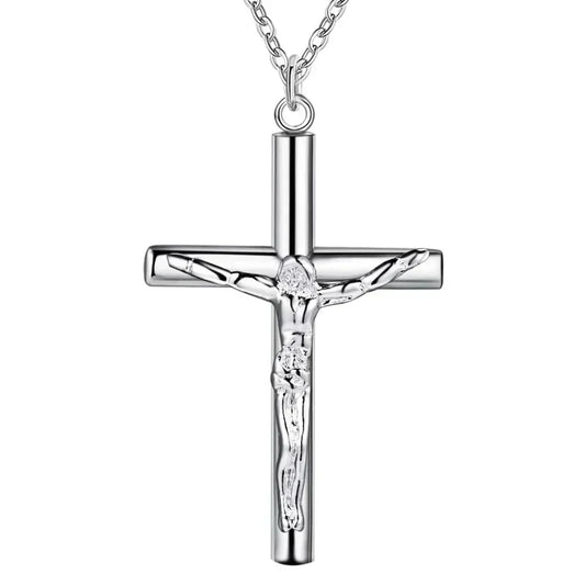 Silberne Jesus Kreuzkette